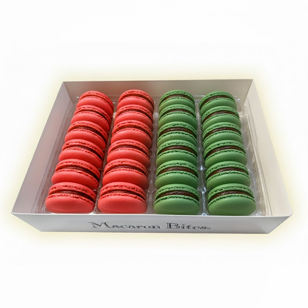 French Macaron Holiday Cookies Assortment Gift Box – Red Velvet & Mint Chocolate - Image 2
